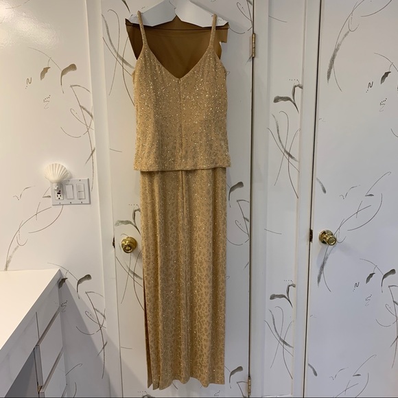 Gold/Champagne Blouson Evening Gown with Jacket - Picture 4 of 11